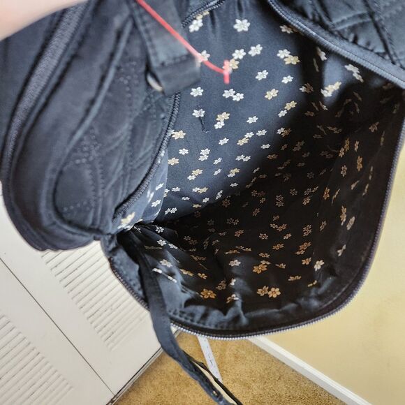 Vera Bradley Quilted Laptop Messenger Bag Black solid minimalist pockets - Picture 13 of 13